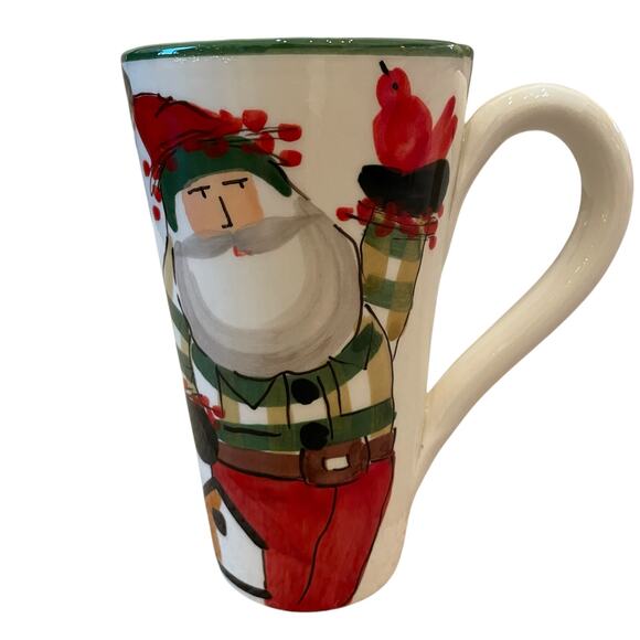 VIETRI Old St. Nick Latte Mug with Birds Hand Painted Santa Claus Made in Italy - Picture 12 of 13